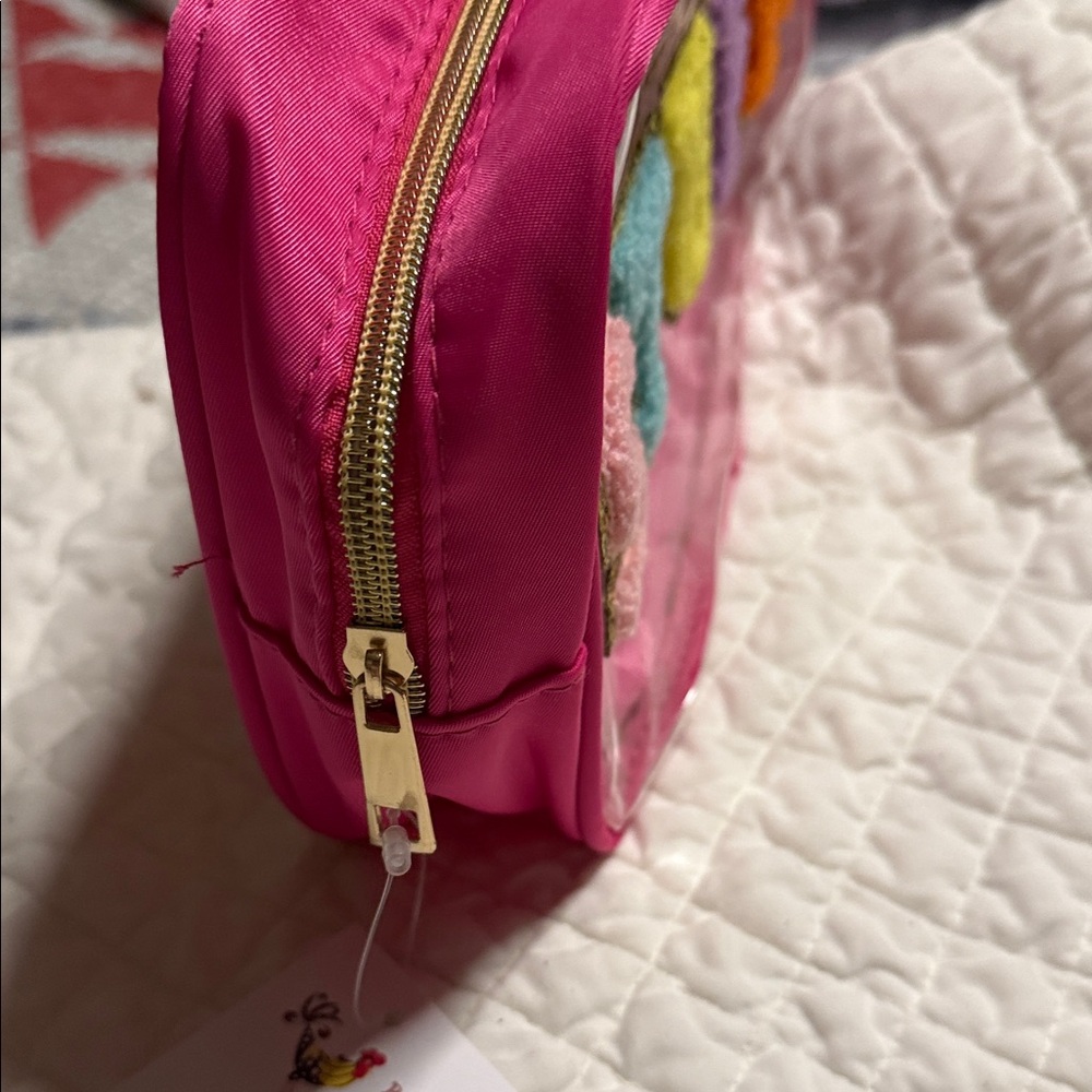 Vibrant Pink Women’s Pouch with Colorful 'STUFF' Design - Picture 5 of 7